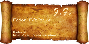 Fodor Füzike névjegykártya